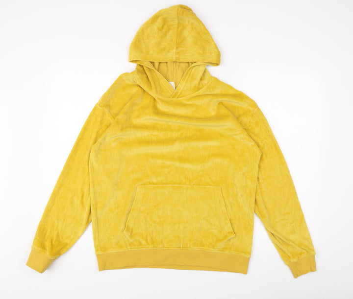 H&M Girls Yellow Velour Hoodie, Pullover Style, Size 14 Years