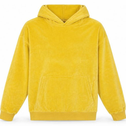 H&M Girls Yellow Velour Hoodie, Pullover Style, Size 14 Years