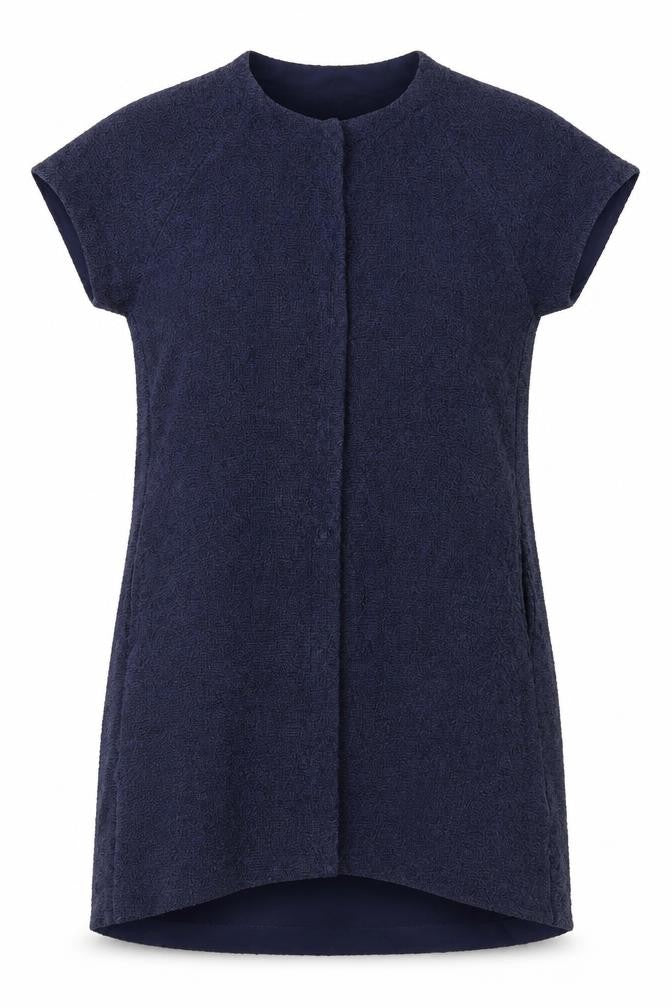 Front view of Masai Women's Blue Short Sleeve Knit Top -, size S