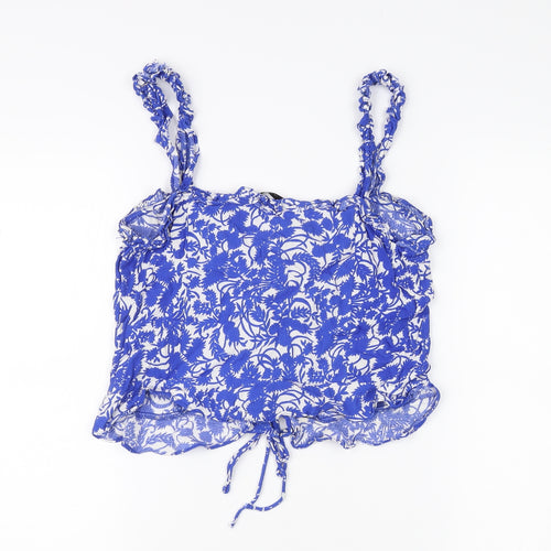 Zara Women's Blue Floral Camisole Blouse, Size 12