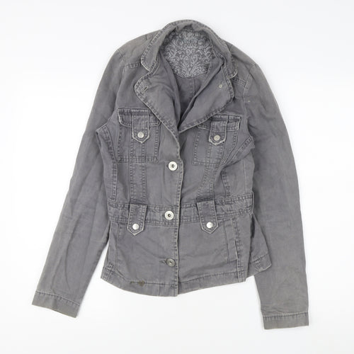 New Look Women's Grey Trench Coat Jacket, Size 8, Cotton