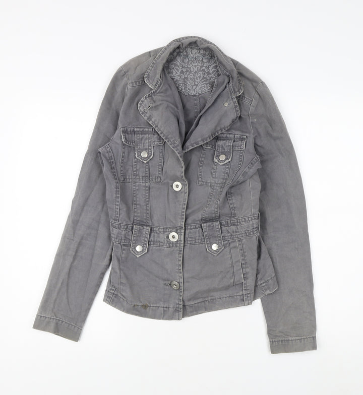 New Look Women's Grey Trench Coat Jacket, Size 8, Cotton