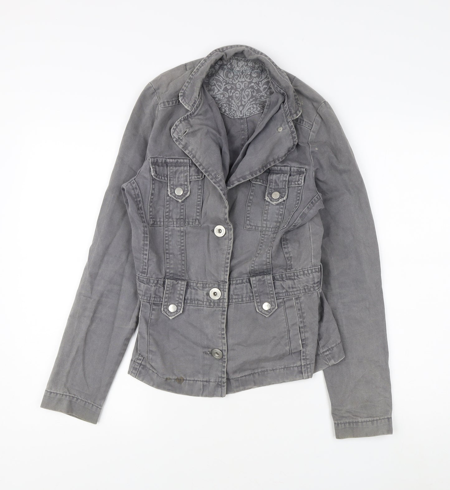 New Look Women's Grey Trench Coat Jacket, Size 8, Cotton