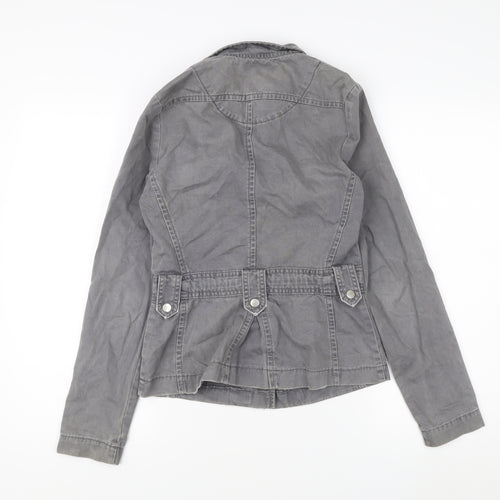 New Look Women's Grey Trench Coat Jacket, Size 8, Cotton