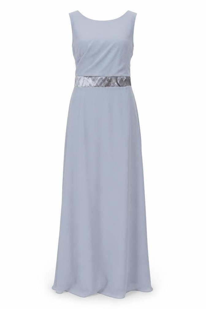 Front view of TFNC London Grey Sleeveless V-Neck Long Dress