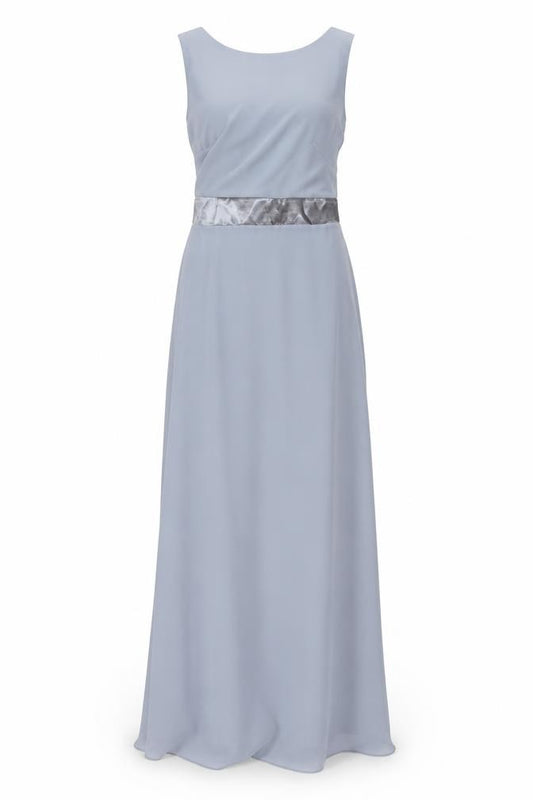 Front view of TFNC London Grey Sleeveless V-Neck Long Dress