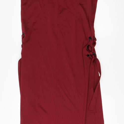 Inayah Women's Red High Neck Sleeveless Dress M