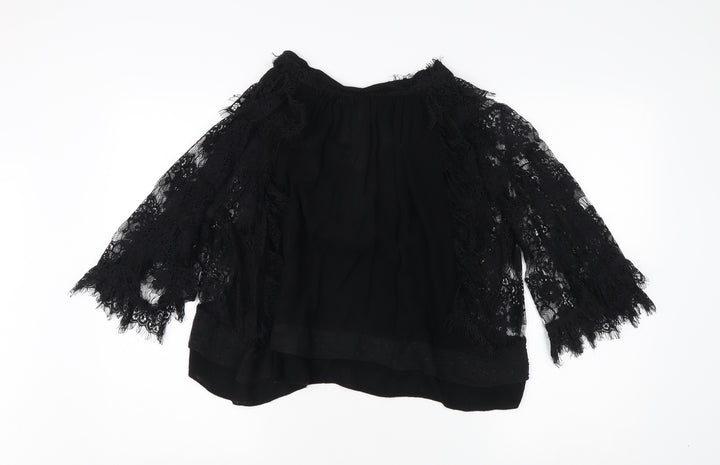 Zara Women's Black Lace Kimono Blouse M