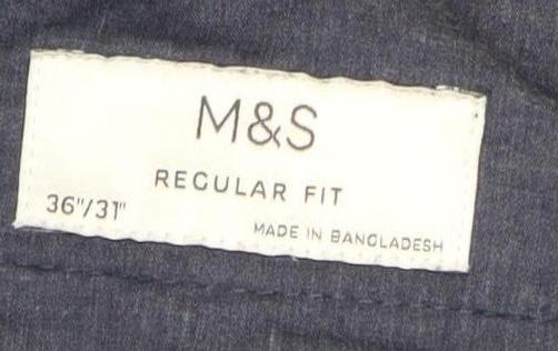 Marks and Spencer Men's Blue Chino Trousers 36R