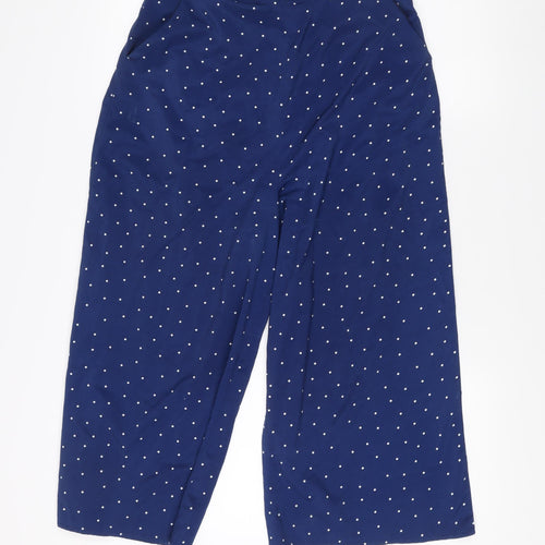 Joanie Women's Blue Polka Dot Wide-Leg Trousers Size 10