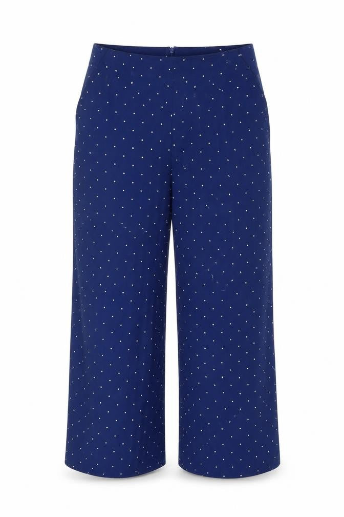 Joanie Women's Blue Polka Dot Wide-Leg Trousers Size 10