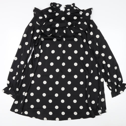New Look Women's Black Polka Dot Long Sleeve Dress