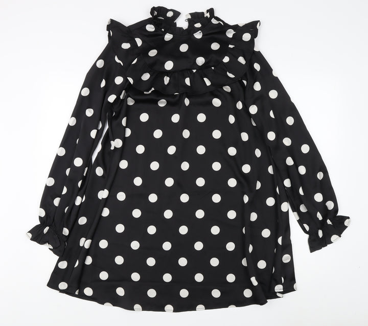 New Look Women's Black Polka Dot Long Sleeve Dress