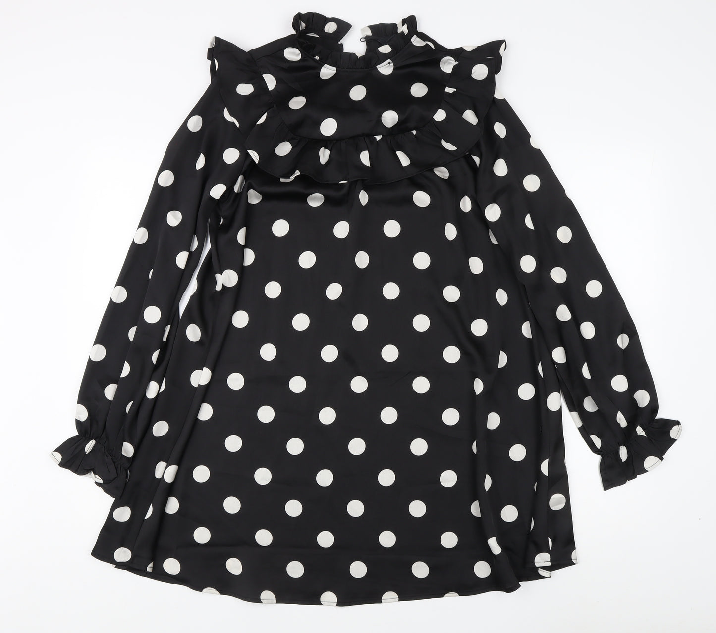New Look Women's Black Polka Dot Long Sleeve Dress