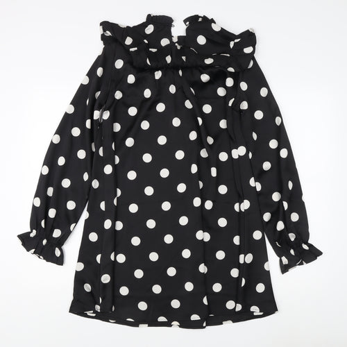 New Look Women's Black Polka Dot Long Sleeve Dress