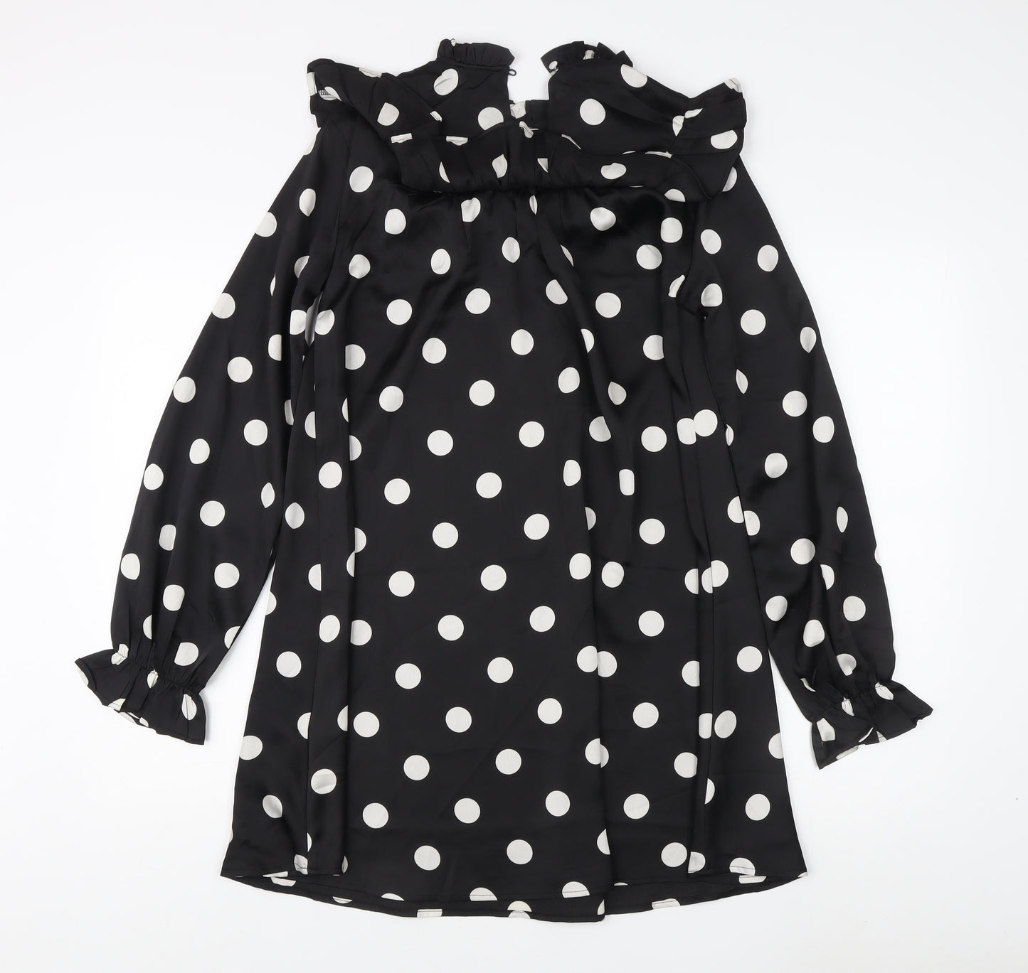 New Look Women's Black Polka Dot Long Sleeve Dress