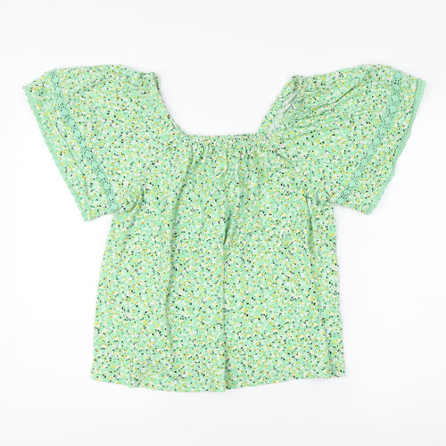 Marks and Spencer Women's Green Floral Blouse Size 10