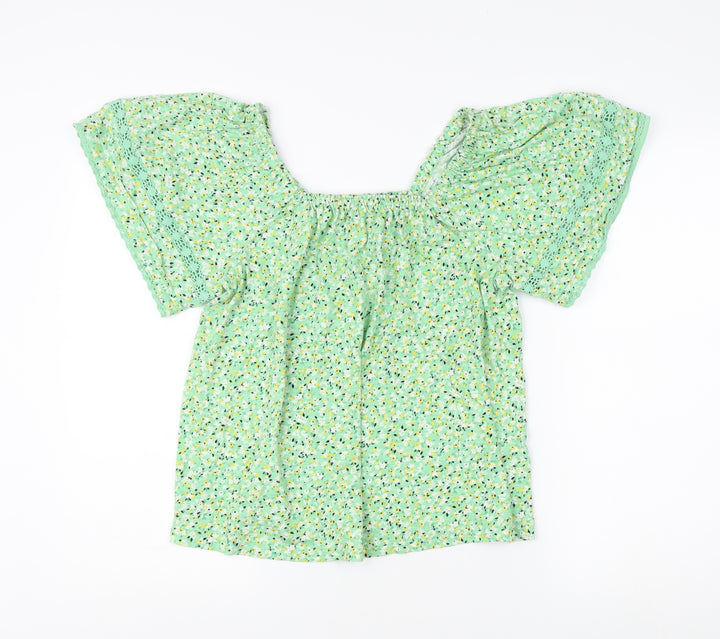 Marks and Spencer Women's Green Floral Blouse Size 10
