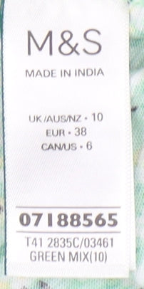 Marks and Spencer Women's Green Floral Blouse Size 10