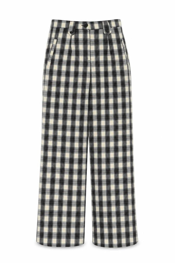 Front view of New Look Women's Black Check Trousers, size 8