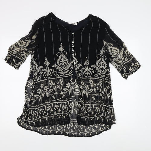 René Derhy Women’s Black Embroidered Blouse M