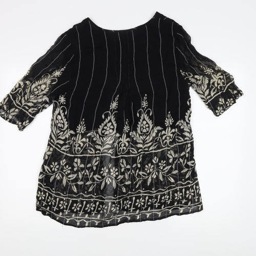 René Derhy Women’s Black Embroidered Blouse M