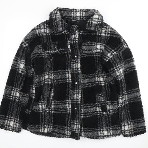 Boohoo Women's Black Plaid Jacket Size 8
