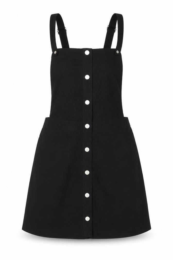 Front view of H&M Black Pinafore Dress - Women's, size 10