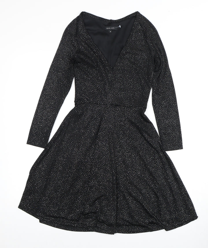 New Look Black Women's Skater Dress Size 8