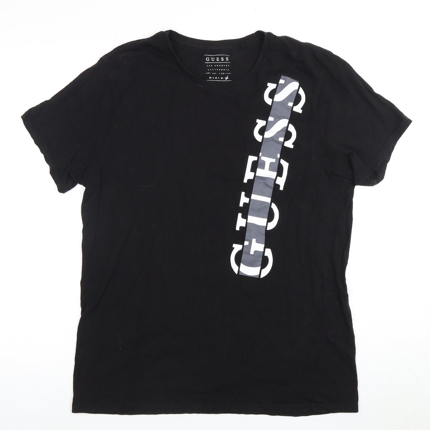 Guess Men's Black Graphic T-Shirt, Short Sleeve