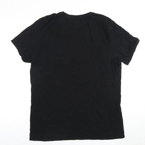 Guess Men's Black Graphic T-Shirt, Short Sleeve