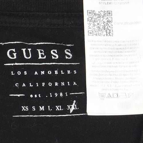 Guess Men's Black Graphic T-Shirt, Short Sleeve