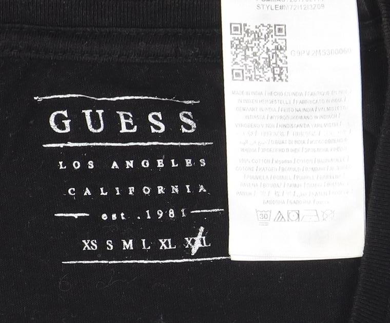 Guess Men's Black Graphic T-Shirt, Short Sleeve
