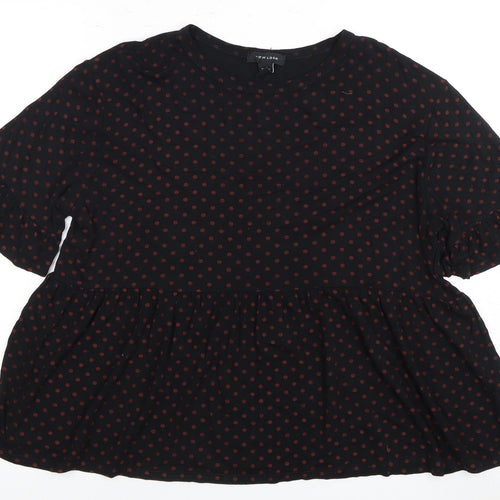 New Look Women's Black Polka Dot Top Size 16