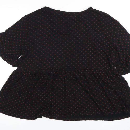 New Look Women's Black Polka Dot Top Size 16