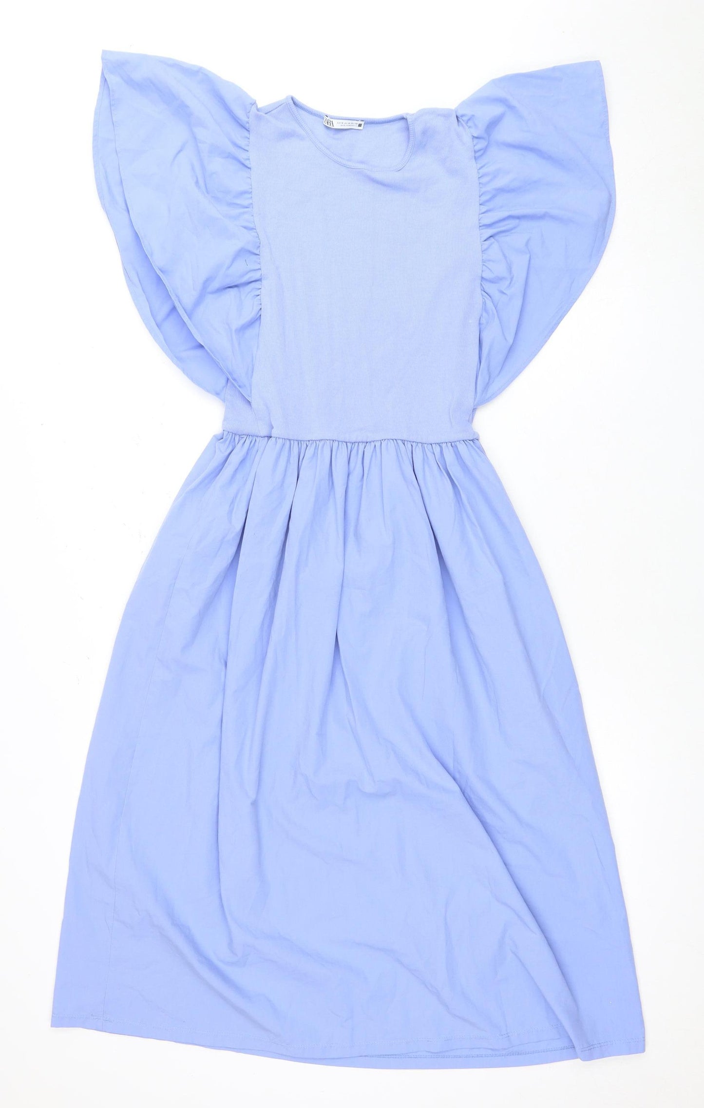 Zara Women's Blue Puff Sleeve Dress Size 12