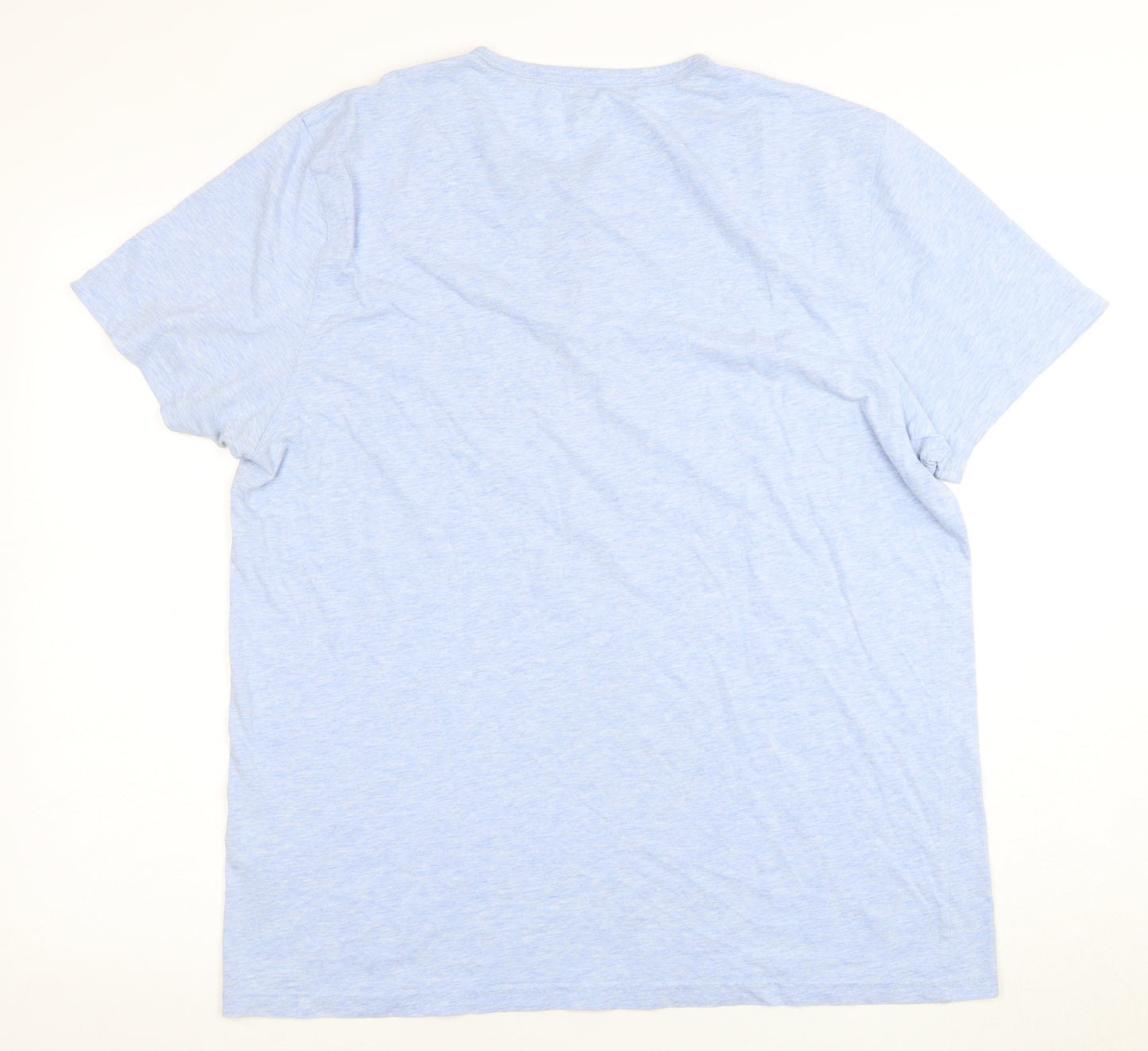 Marks and Spencer Men's Blue Henley T-Shirt, L, Solid