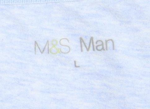 Marks and Spencer Men's Blue Henley T-Shirt, L, Solid