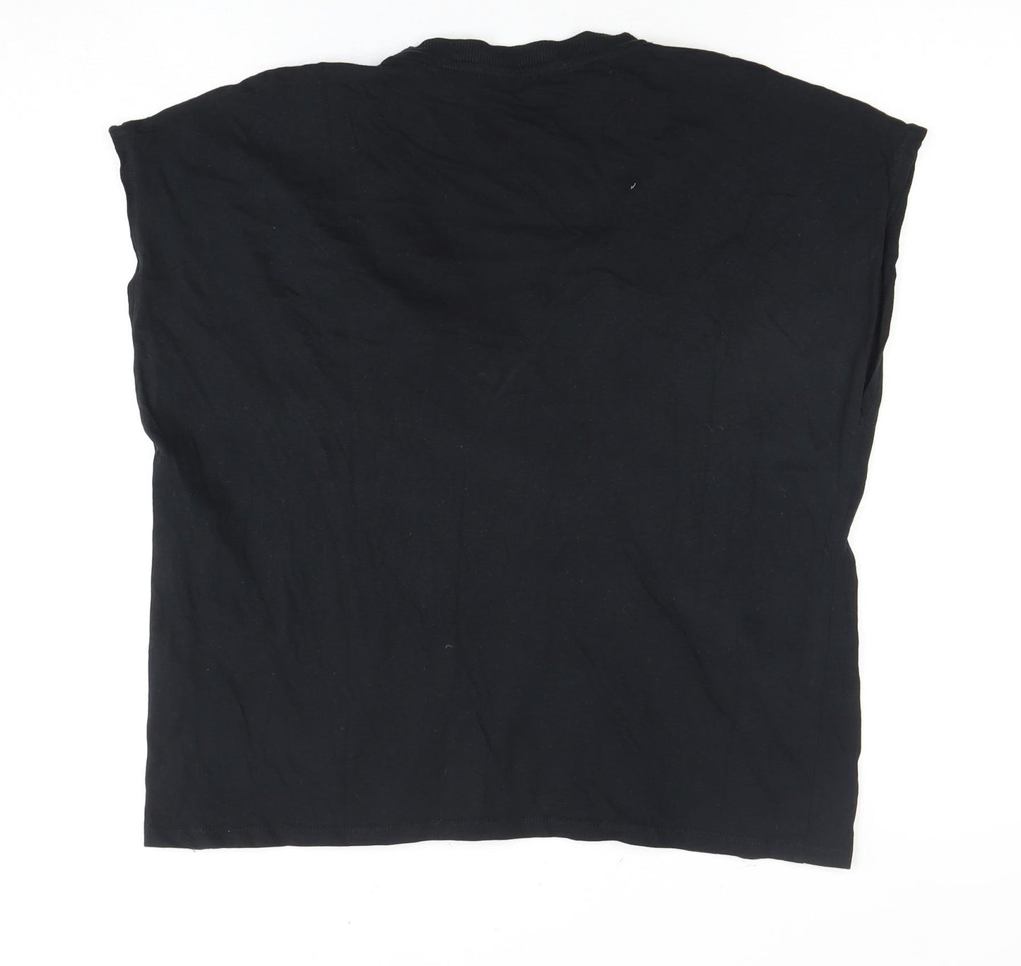 Zara Women's Black V-Neck T-Shirt Size 12