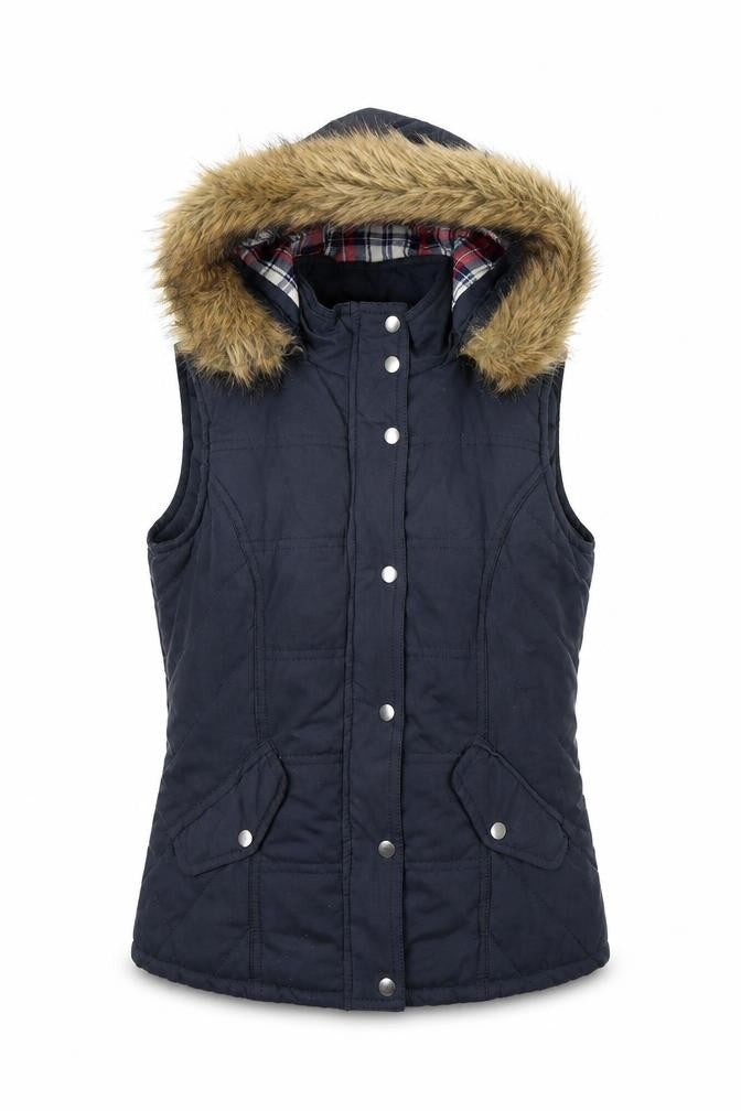 Front view of Dorothy Perkins Women's Blue Puffer Waistcoat, size 6