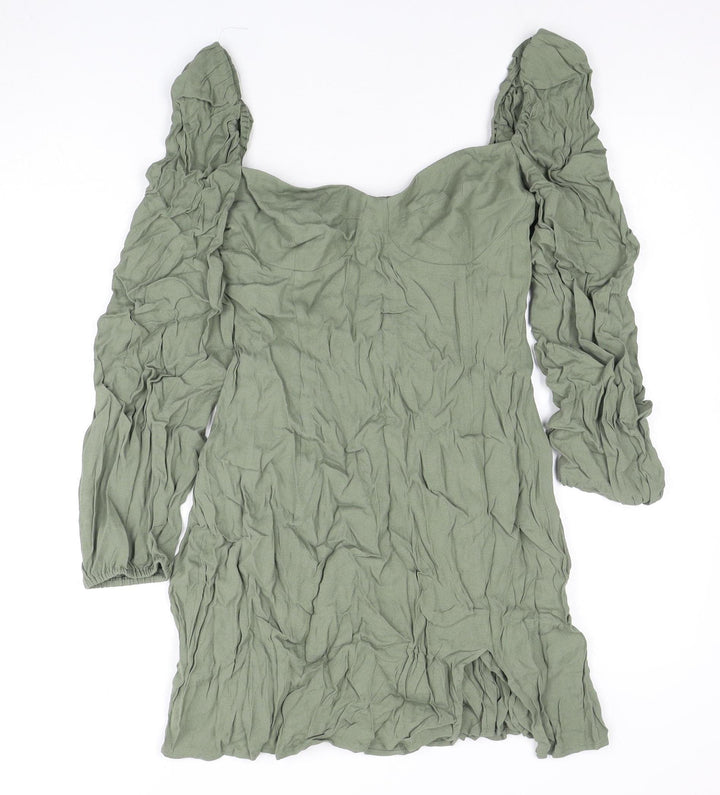 Whitted Women's Green Smocked Long Sleeve Dress