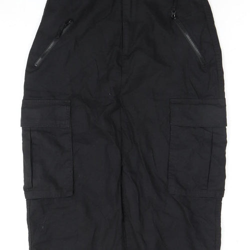 Stradivarius Women's Black Cargo Midi Skirt Size 6 with Pockets