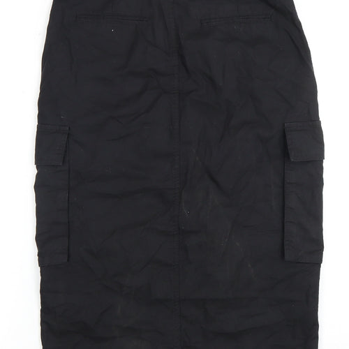 Stradivarius Women's Black Cargo Midi Skirt Size 6 with Pockets