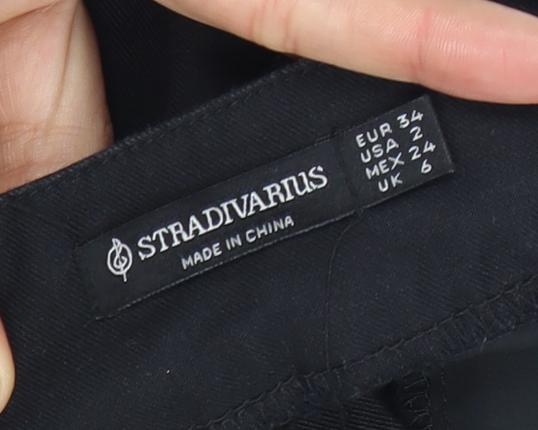 Stradivarius Women's Black Cargo Midi Skirt Size 6 with Pockets