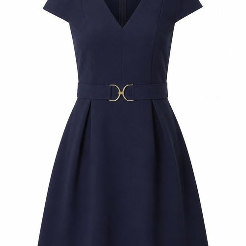 H&M Women's Blue Short Sleeve V-Neck Dress, Size S