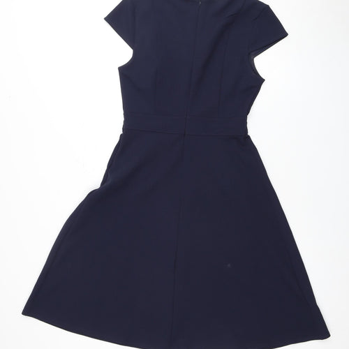 H&M Women's Blue Short Sleeve V-Neck Dress, Size S