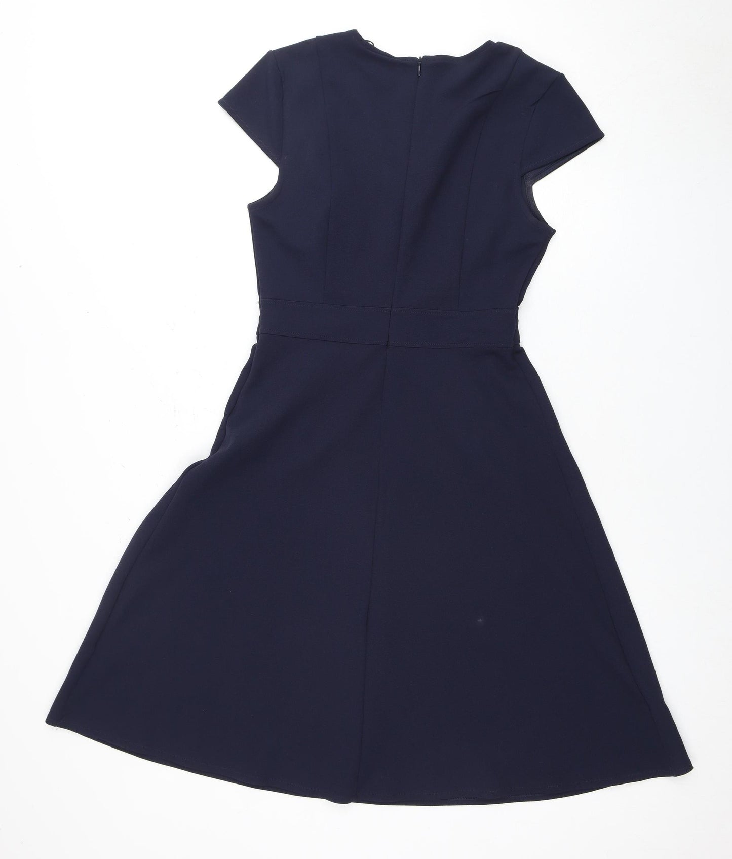 H&M Women's Blue Short Sleeve V-Neck Dress, Size S