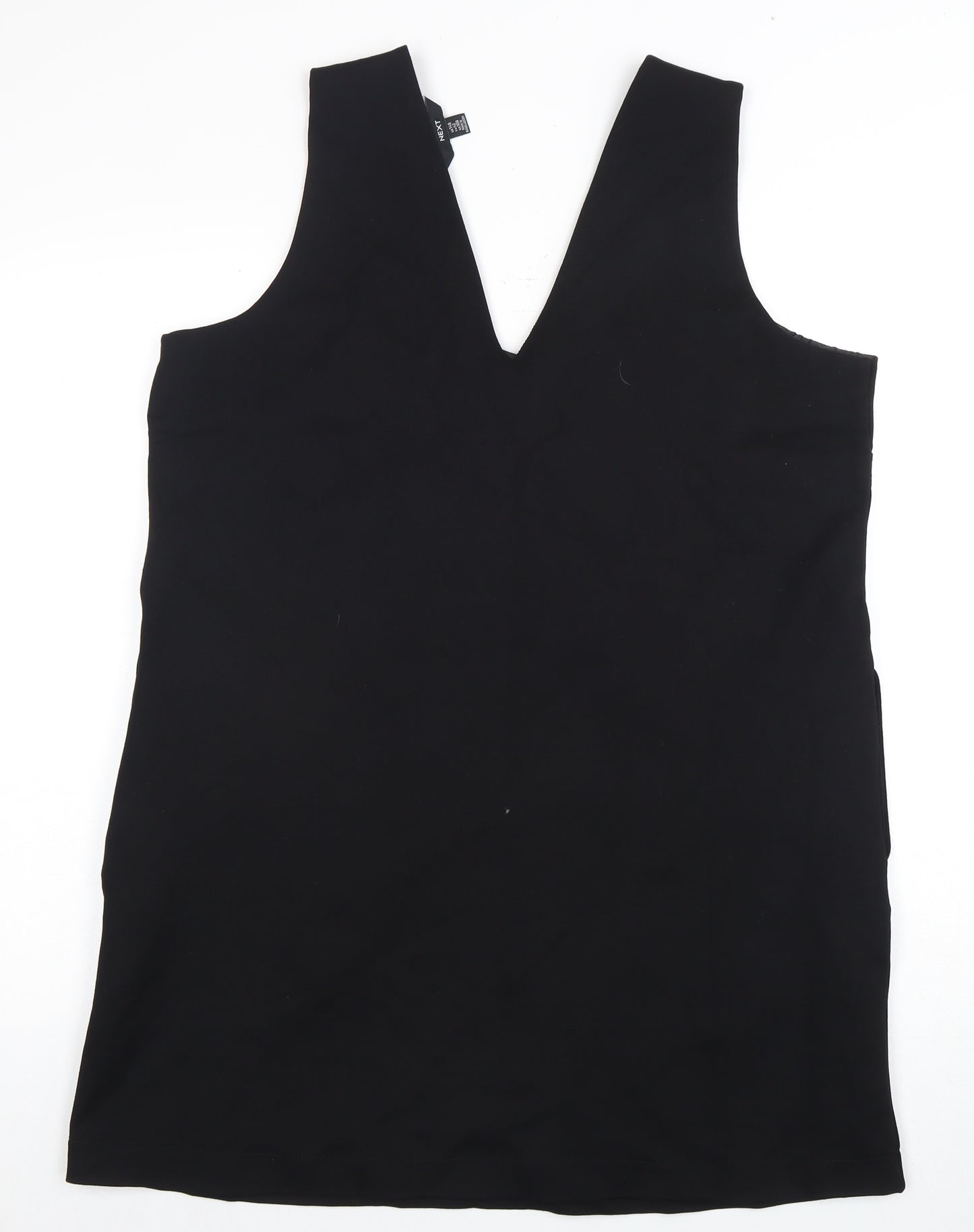 Next Women's Black Sheath Dress Size 14 V-Neck Sleeveless