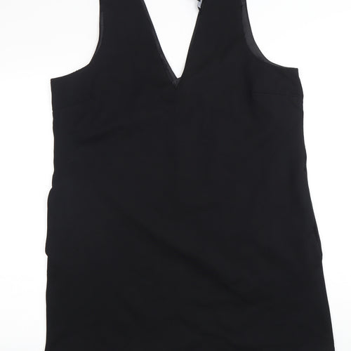 Next Women's Black Sheath Dress Size 14 V-Neck Sleeveless