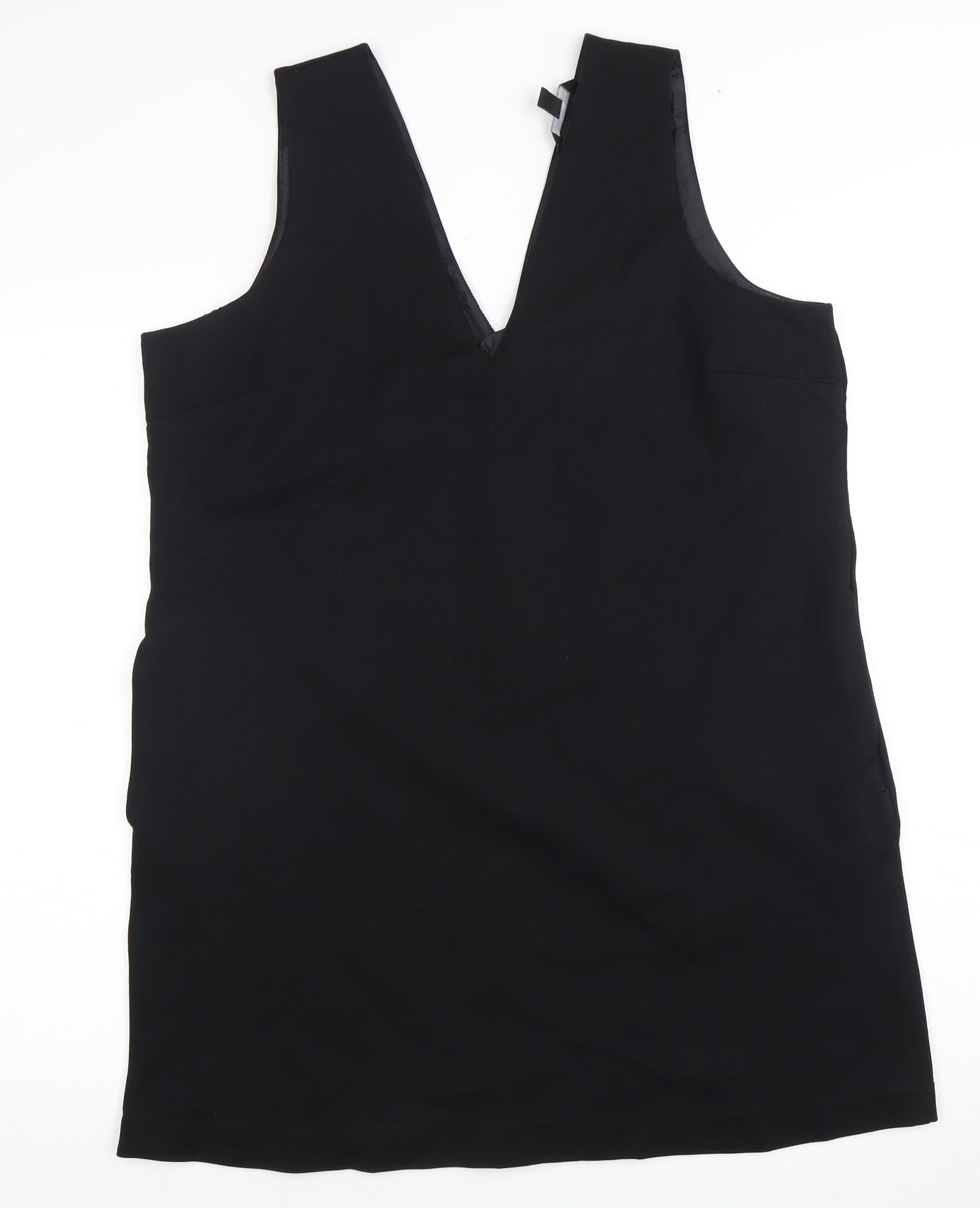 Next Women's Black Sheath Dress Size 14 V-Neck Sleeveless